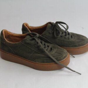 Women's Zara Dark Green Flat Top Sneakers Size 37